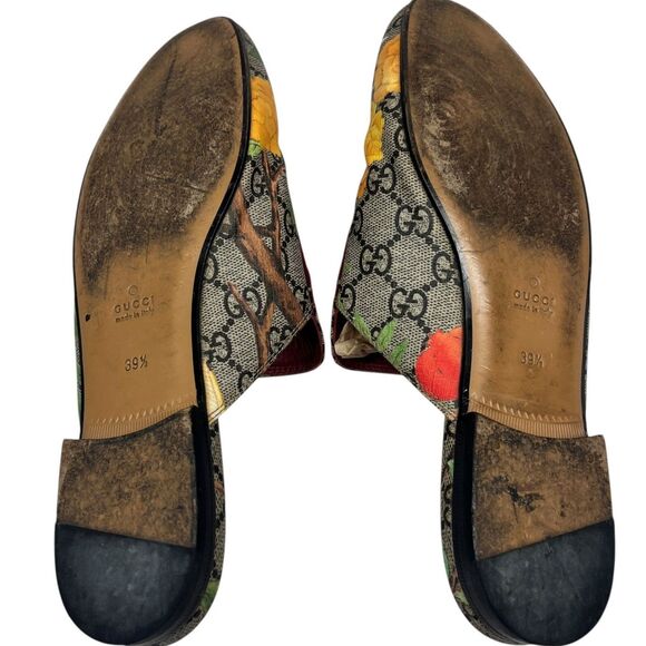 Gucci Princetown Tian GG Canvas Horsebit Mules Floral Bird Slip-On Designer 39.5 - Picture 8 of 12